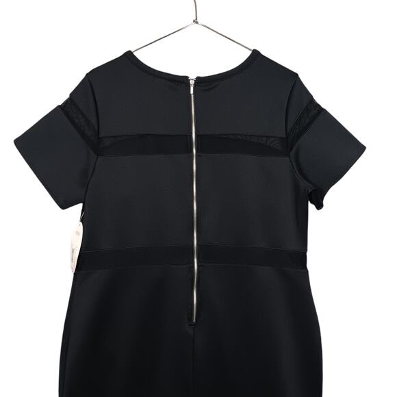 JCP Boutique+ Dress Size 1X Black With Mesh Panels Short Sleeve Zippered NWT - Picture 4 of 10